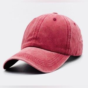 Red denim vintage style baseball cap